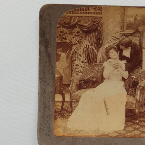 Antique Stereograph Victorian Scene "And they lived Happily Ever After" 1900 - Picture 2 of 5